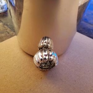 5/25 Silver Circular Fashion Stretch Statement Ring